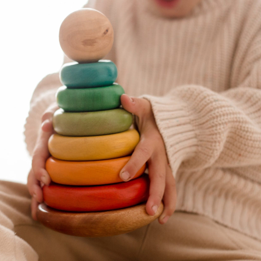 Bouncing Stacking Rings - Rainbow