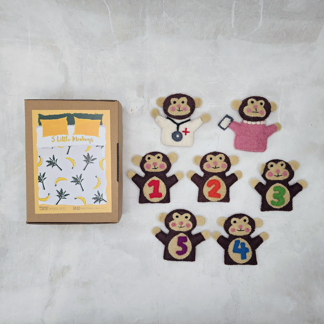 Felt Finger Puppet Set - Five Little Monkeys