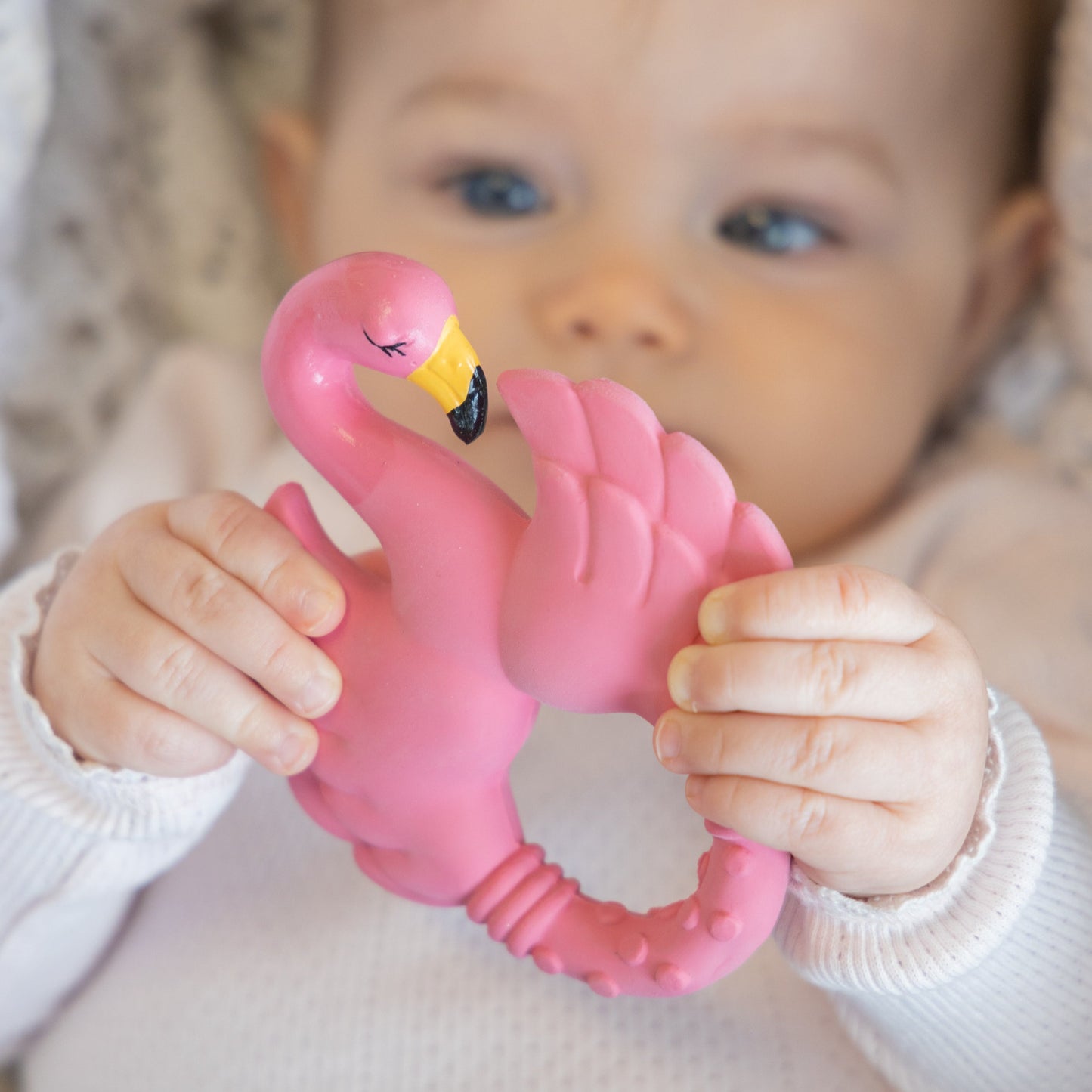 Natural Rubber Teether - Flamingo Pink