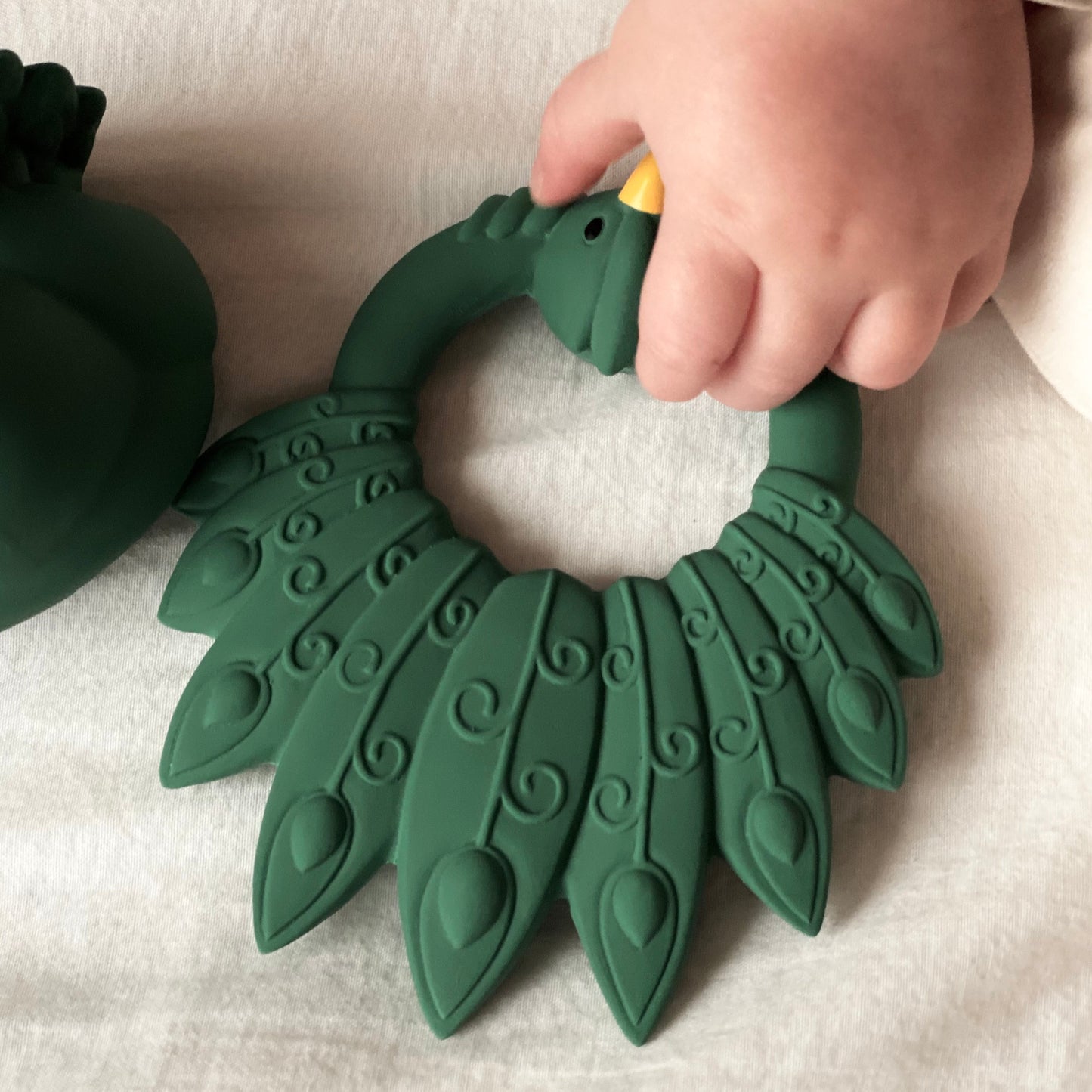 Natural Rubber Teether - Peacock Green