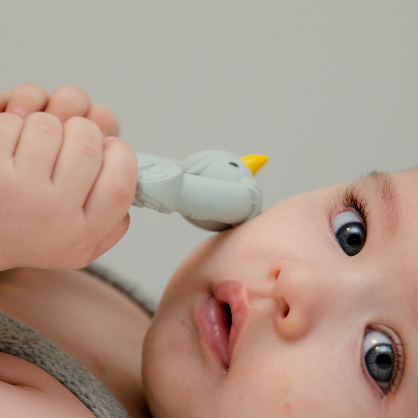 Natural Rubber Teether - Peacock Light Blue