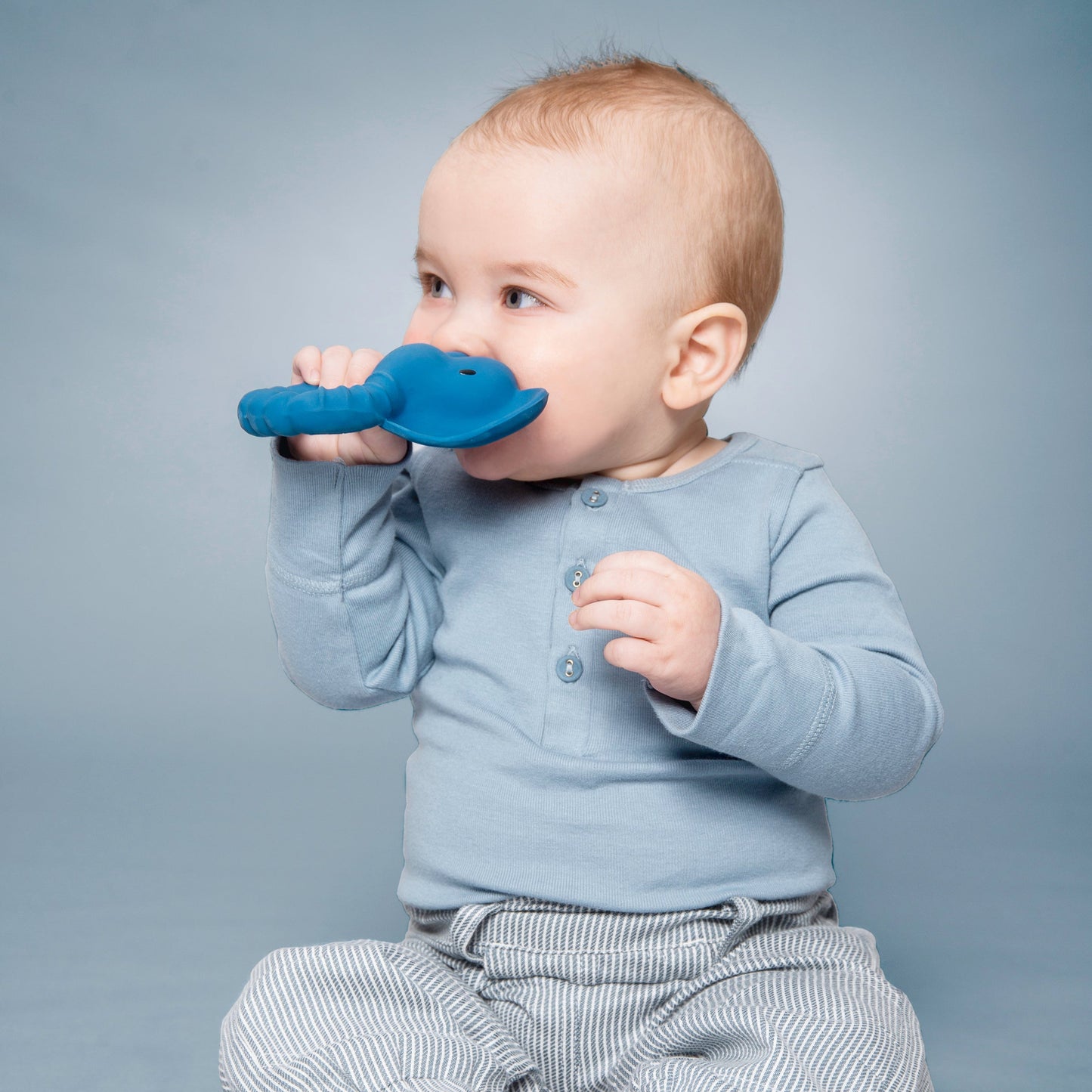 Natural Rubber Teether - Elephant Blue