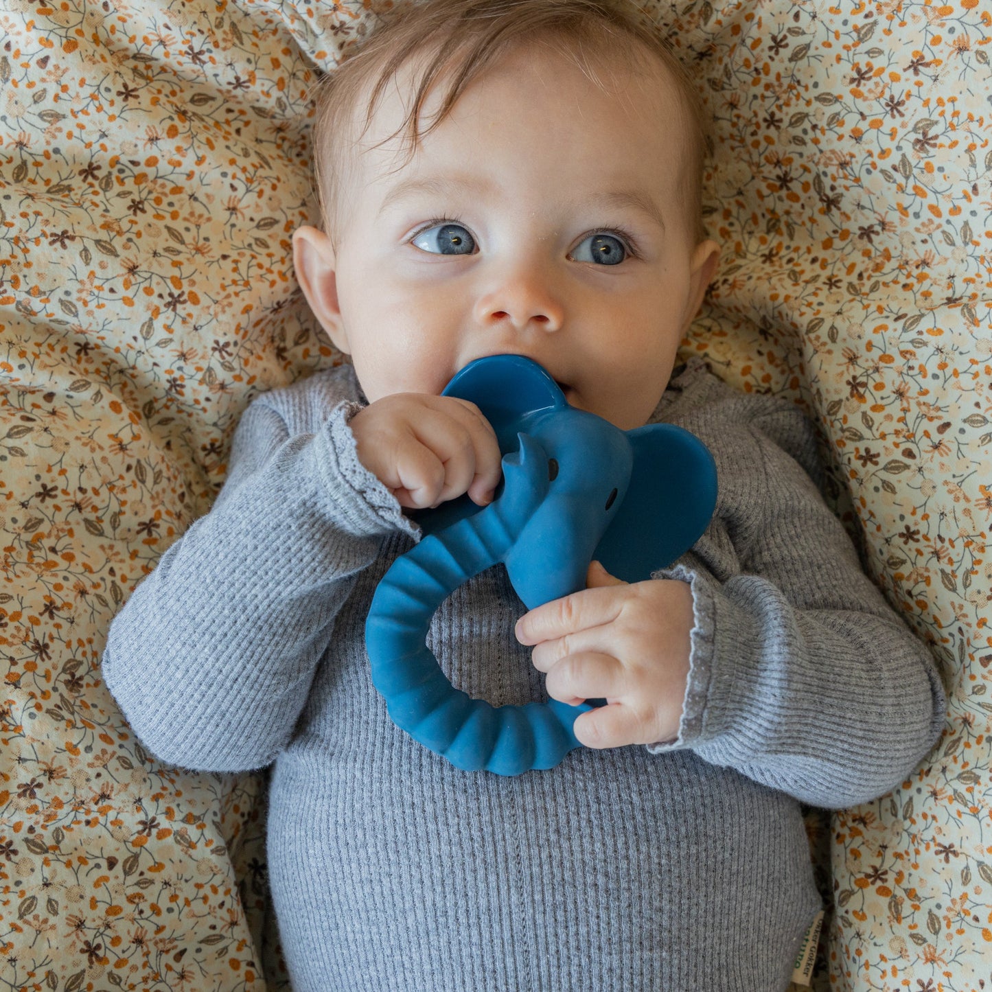 Natural Rubber Teether - Elephant Blue