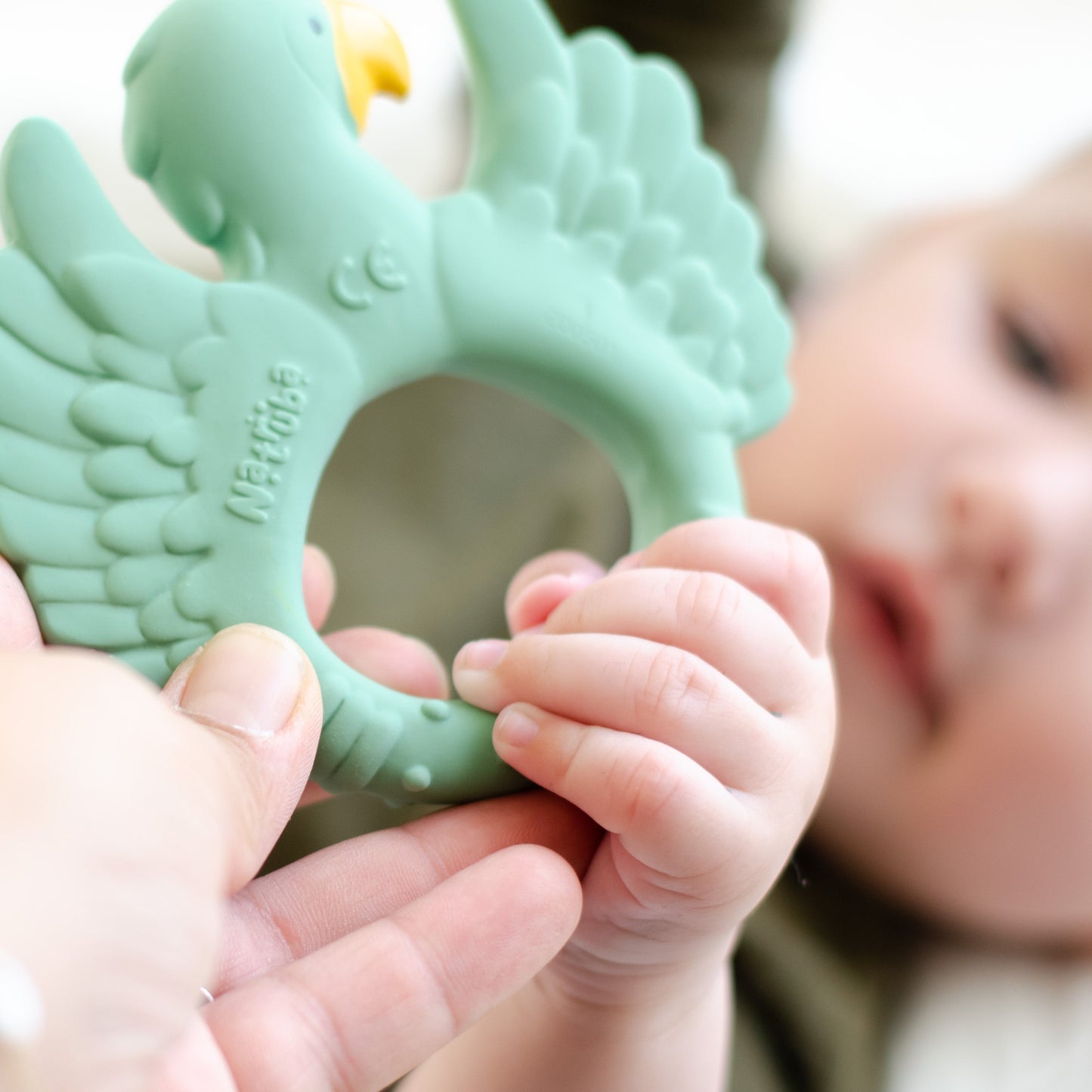 Natural Rubber Teether - Parrot Light Green (limited edition)