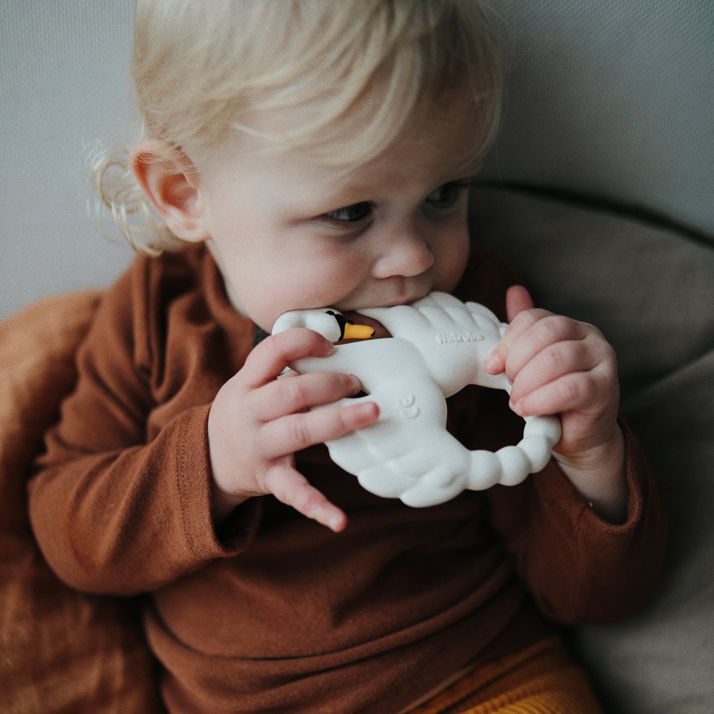 Natural Rubber Teether - Swan White