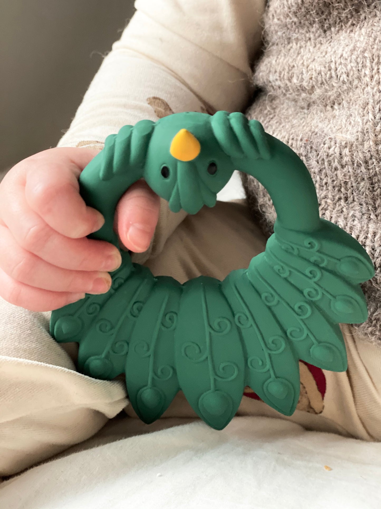 Natural Rubber Teether - Peacock Green