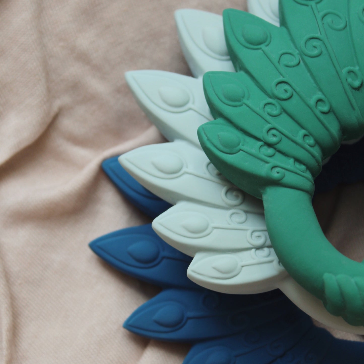 Natural Rubber Teether - Peacock Green