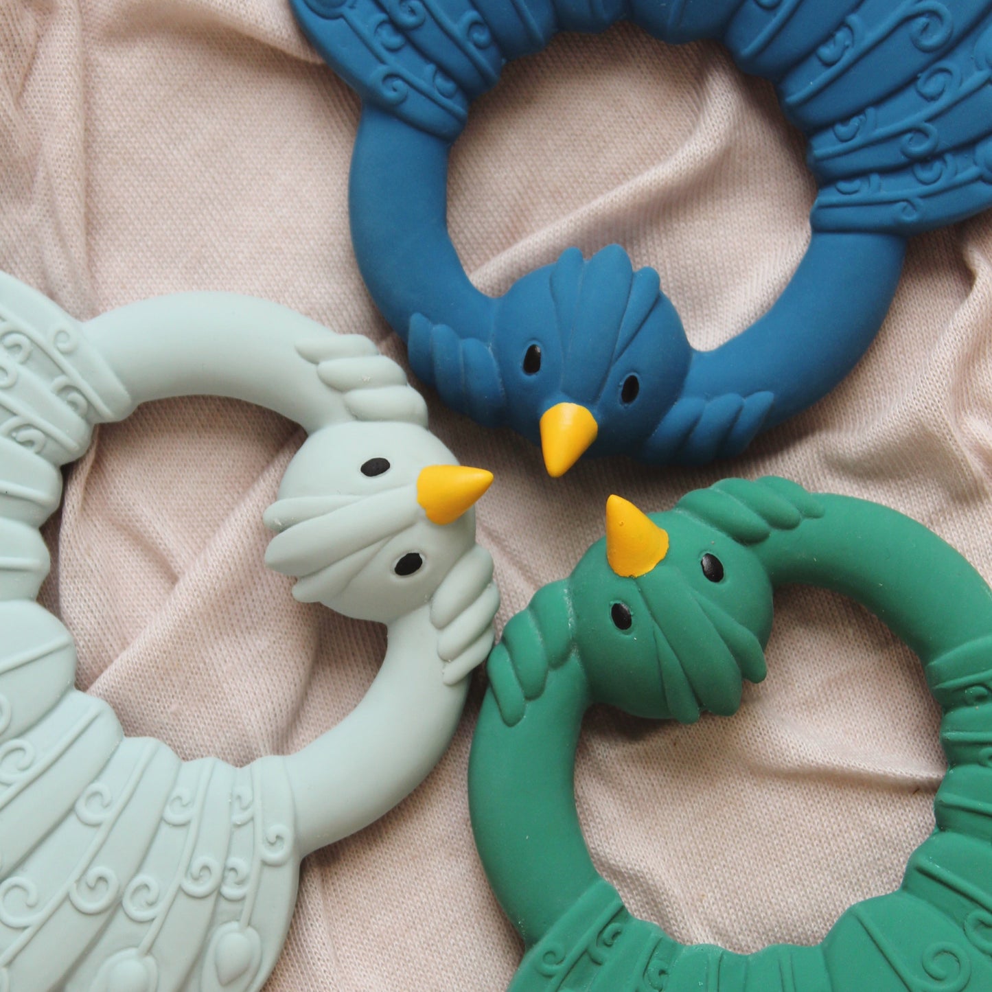 Natural Rubber Teether - Peacock Blue