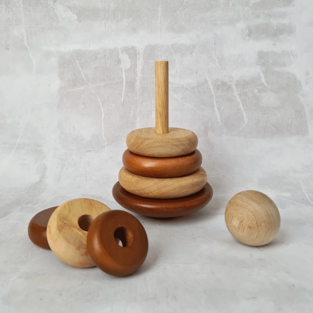 Bouncing Stacking Rings - Natural