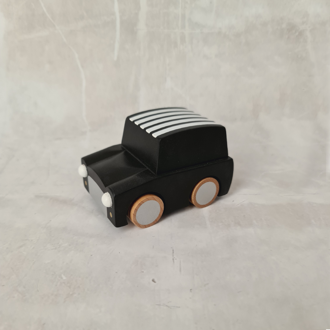 Friction Powered Toy Car - Black with White Stripes