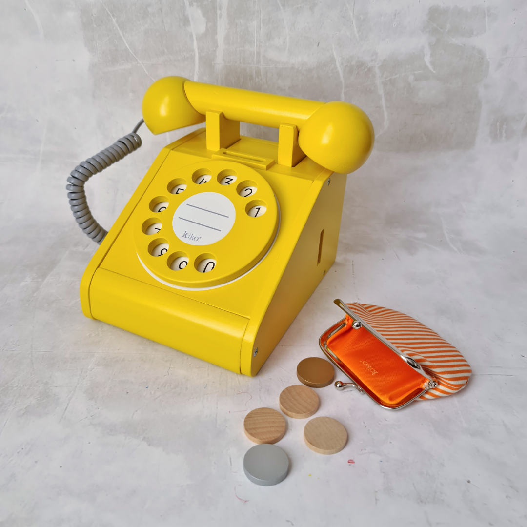 Retro Wooden Phone - Yellow