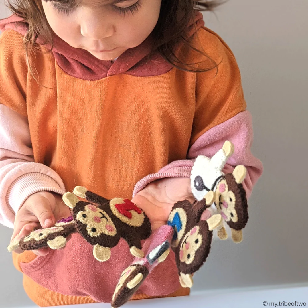 Felt Finger Puppet Set - Five Little Monkeys