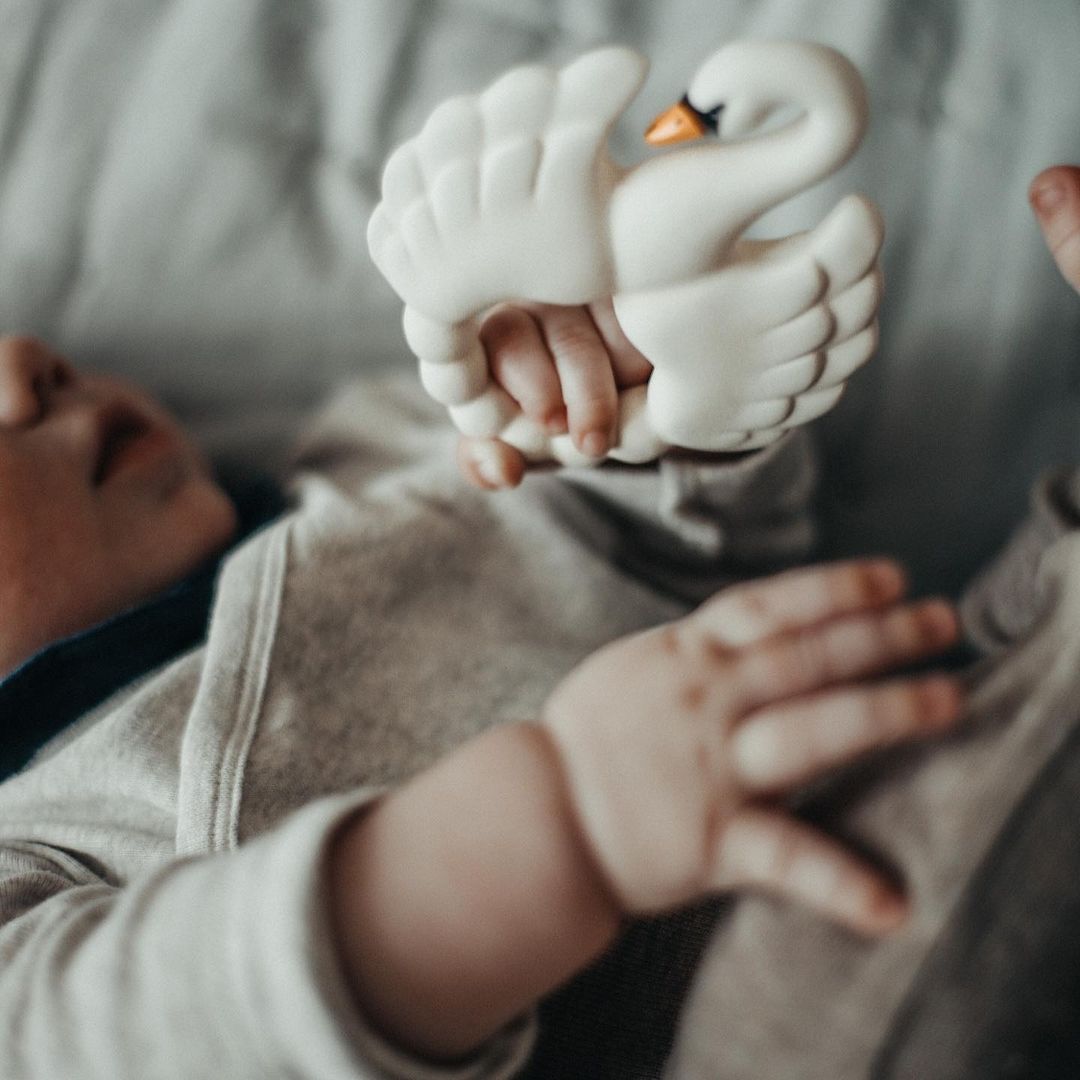 Natural Rubber Teether - Swan White