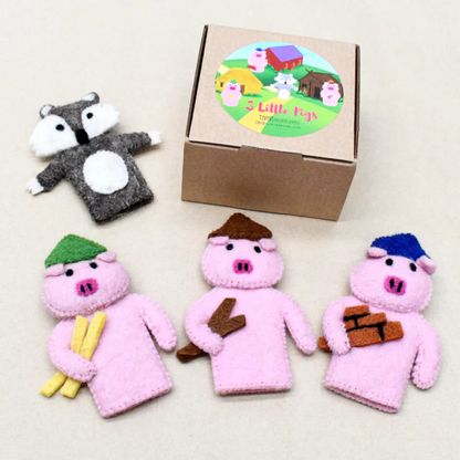 Felt Finger Puppet Set - Three Little Pigs