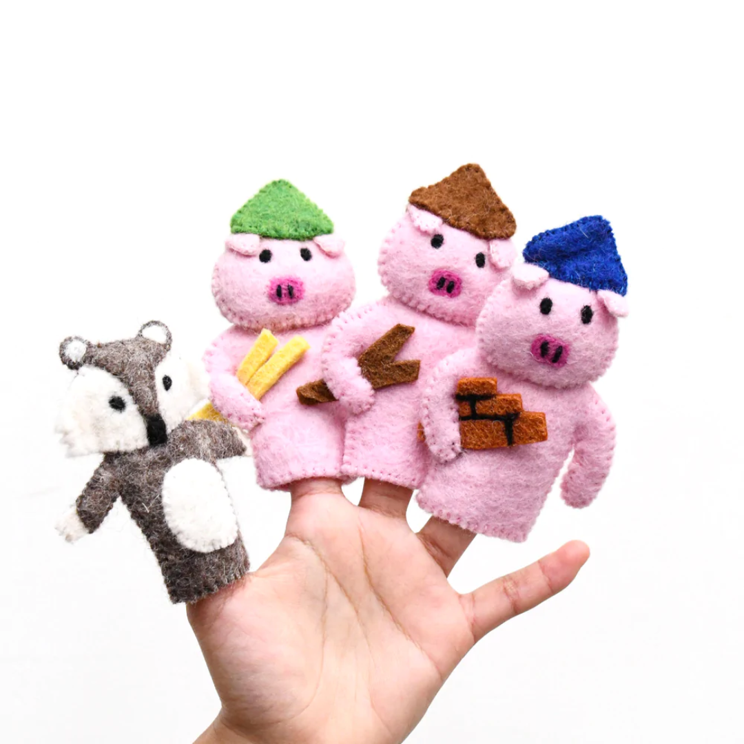 Felt Finger Puppet Set - Three Little Pigs