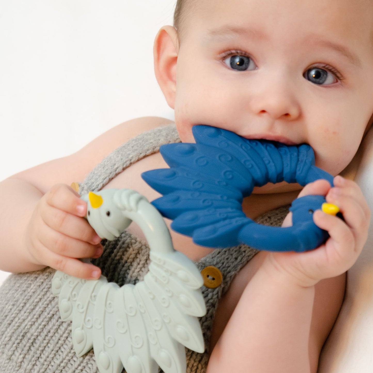 Natural Rubber Teether - Peacock Blue