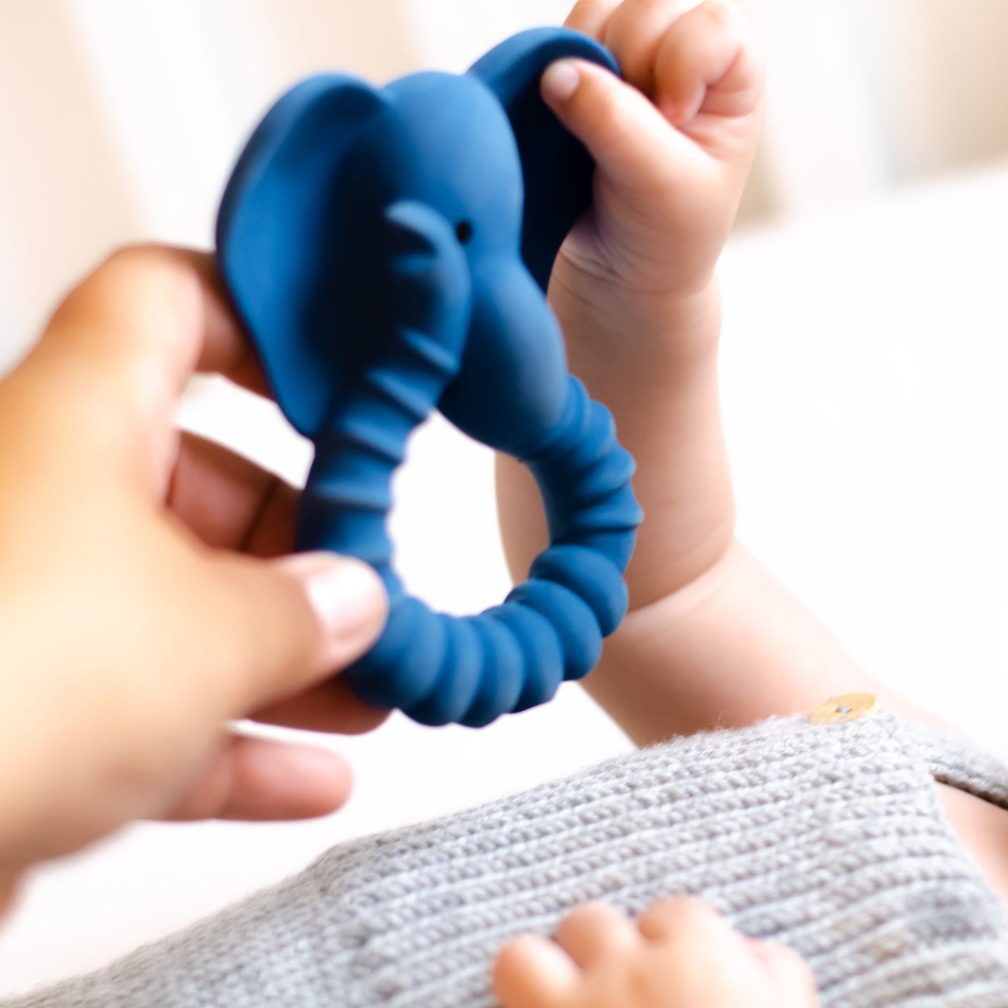 Natural Rubber Teether - Elephant Blue
