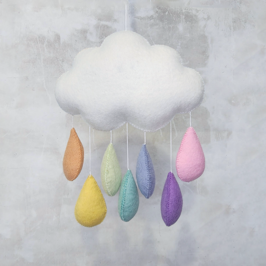 Felt Hanging Nursery Mobile - Droplets Cloud Pastel