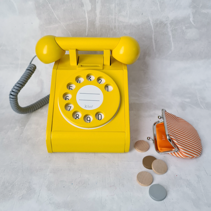 Retro Wooden Phone - Yellow