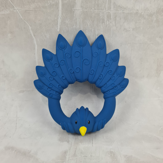 Natural Rubber Teether - Peacock Blue