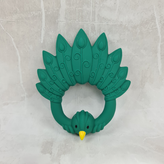 Natural Rubber Teether - Peacock Green