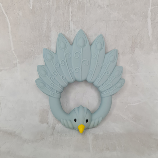 Natural Rubber Teether - Peacock Light Blue